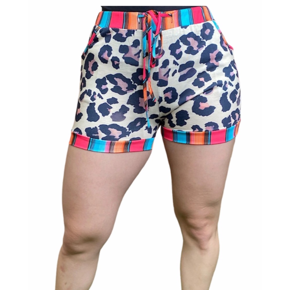 Leopard/serape printed shorts